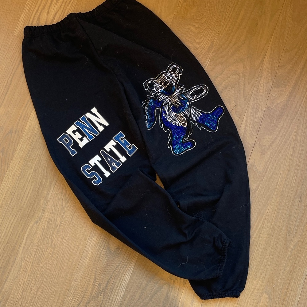 Custom Penn State Grateful Dead 
dancing bear rhinestone sweatpants small -med